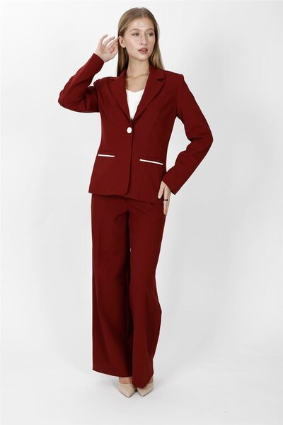 ÖNDER ÖZSOY Garnili Single Button Classic Jacket & Classic Palazzo Women's Tr...