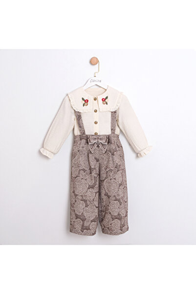Coolimino Vintage Collar with Bow Detail Girls' Jumpsuit