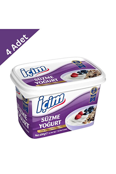 İçim Süzme Yoğurt (650 g) x 4 Adet - Yoğun Kıvam ve Pürüzsüz Lezzet Şöleni