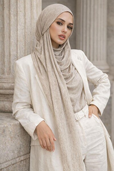 Aişe tesettür Vizon Melanj Bandana Bone Şal