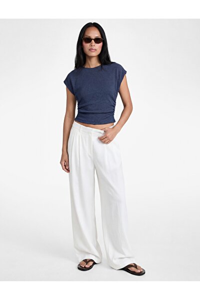 Koton Tricou texturat Bürümcük Kumaş slim fit cu mânecă scurtă guler rotund d...