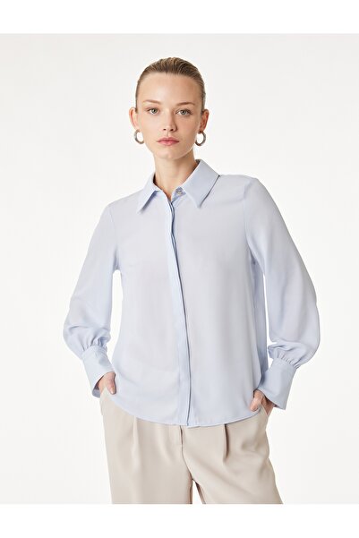 Koton Women's Shirt 6Sak60235Uw Light Blue
