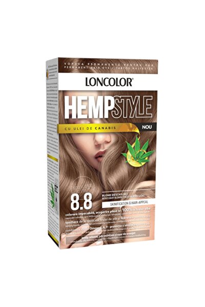 Loncolor Vopsea de Par Permanenta Hempstyle cu Ulei de Canabis, 8.8 Blond Des...