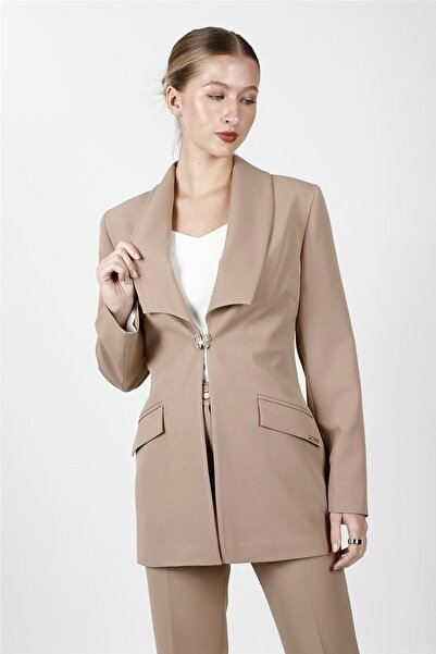 ÖNDER ÖZSOY جاكيت نسائي طويل عصري من أمريكان ياكا - ستون