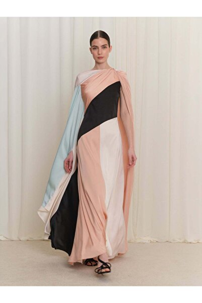 BAQA Omuzu Detaylı Çok Renkli Elbise