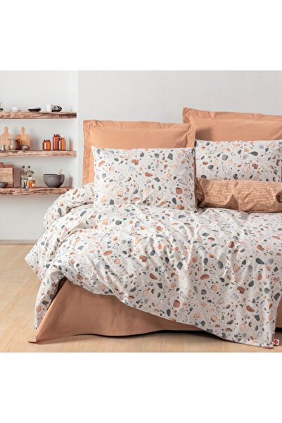 Talis Lenjerie de Pat Dublu cu elastic 160x200 Oniks Karamel, Bumbac 100%