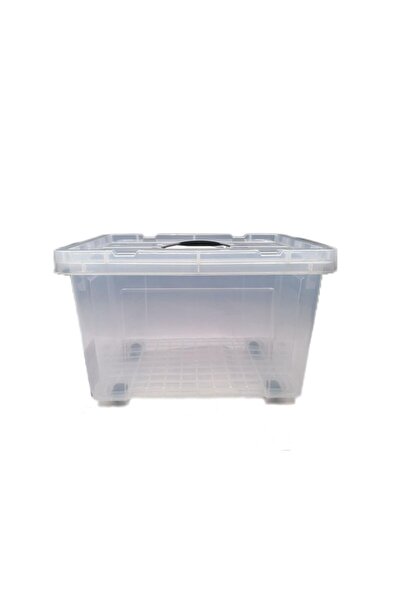 Milano صندوق تخزين بلاستيكي شفاف سعة 20 لترًا مزود بعجلات - منظم منزلي متين م...
