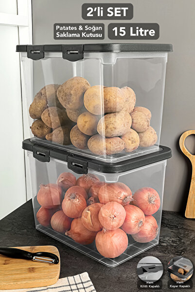Meleni Home 2 Adet Kilitli Kayar Kapak Sebzelik - Sürgülü Patates Soğan Sakla...