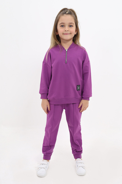 Toontoy طقم بناتي مكون من قطعتين: سترة بطبعة وياقة جامعية وجيب بسحاب وحزام خص...