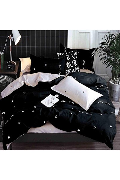 Talis Lash Black Double Bed Linen, Satin Cotton