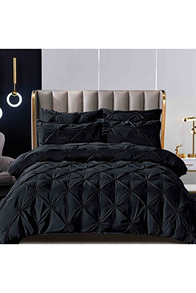 Talis Double Bed Linen with Elastic 160x200 Rynker Black 6 Pieces, Finet