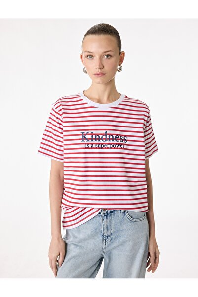 Koton Short Sleeve Crew Neck Regular Fit Cotton Stripe T-Shirt