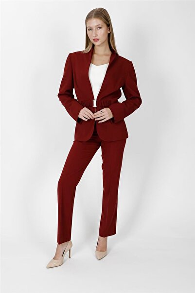 ÖNDER ÖZSOY Classic Jacket with High Collar & Trousers with Pockets Women's S...