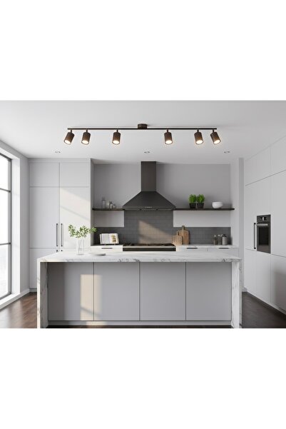 demet habek mylights 150 cm Kahverengi Altılı GU10 LED Spot Tavan Avize Harek...