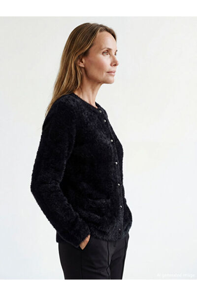 LC Waikiki Rmz Gi̇yi̇m Farkiyla Zero Roba Collar Glitter Detailed Women's Kni...