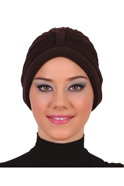 elysianfidan غطاء رأس طبي (تربان) جاهز باللون البني مع خطوط (على الجزء الأمام...