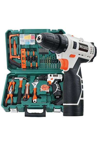 Milano مجموعة أدوات حفر EZ 110 قطعة 12 فولت ليثيوم، مجموعة أدوات كهربائية كام...
