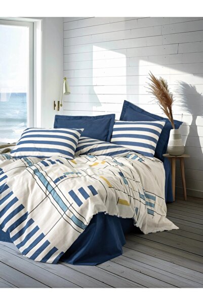 Talis Lenjerie de Pat Dublu Lunox Bleumarin, Bumbac 100%