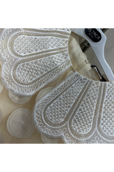 Rawai Roma Girls' occasion dress with an embroidered collar and raised circles