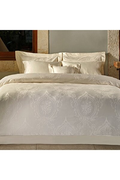Talis Juliette Ecru Double Bed Linen, 100% Pima Egyptian Cotton