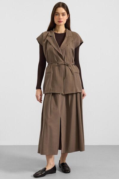 Olcay Lace-Up Modal Vest Haki̇ 8286