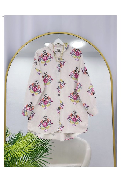 YEDİLALE Linen Mixed Pattern Loose Tunic