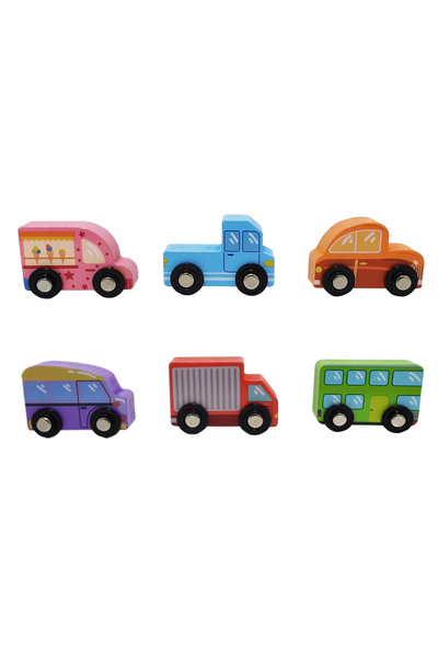 Factory Price - Wooden Mini Car Set - A - 6 Pcs