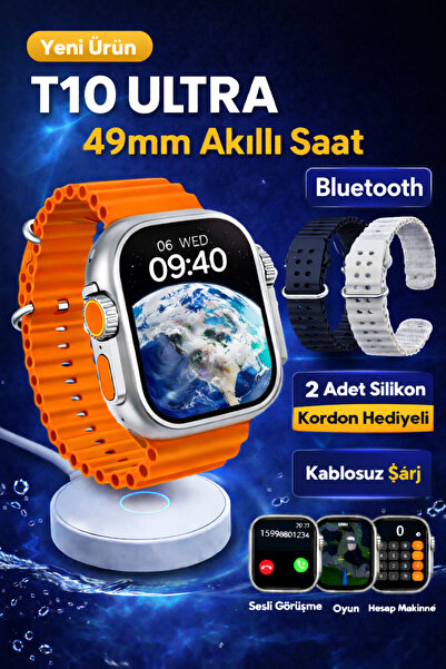 DigiMonster T10 Ultra Watch 8 Ultra Kasa 49mm Akıllı Saat 2 Kordon Hediyeli