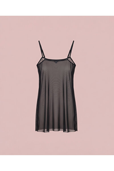 İntive Lingerie Prozirna crna kratka noćna haljina od tila TM1227