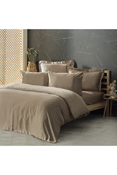 Talis Silky Beige Double Bed Linen, Satin Deluxe