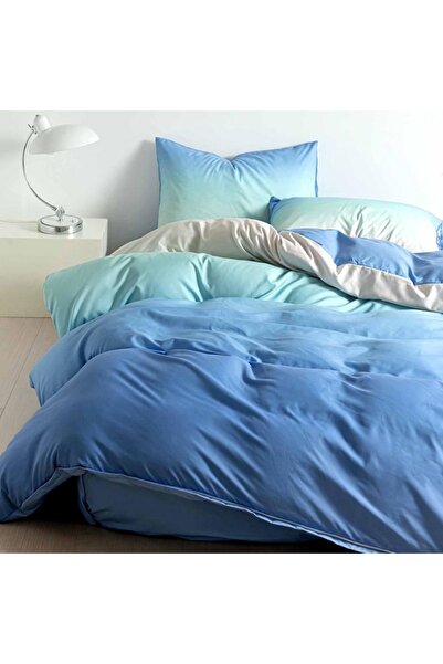 Talis Double Bed Linen with Elastic 180x200 Blue Accent, Satin Cotton