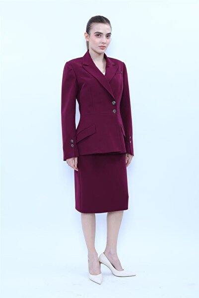 ÖNDER ÖZSOY Men's Lapel Double-Breasted Modern Jacket & Short Pencil Skirt Wo...