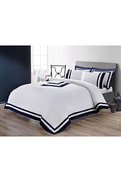 Talis Nouveau Navy King Size Double Bed Linen, Egyptian Cotton