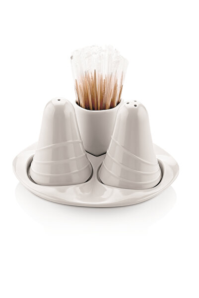 Külsan 1705SET.PW - Beyaz Tuzluk ve Biberlik Seti 14,4X10,5 Cm, Thermoset Mel...
