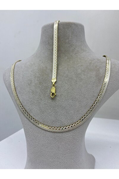 Yantra Silver 925 Ayar Gümüş Desenli İşlemeli Altın Kaplama İtalyan Yassı Set