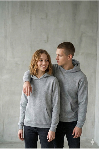 Bonbelle Adult Thick Soft Textured Gray Hooded Sweatshirt