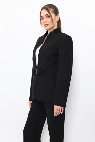 ÖNDER ÖZSOY Classic Women's Jacket with High Collar Model - Black