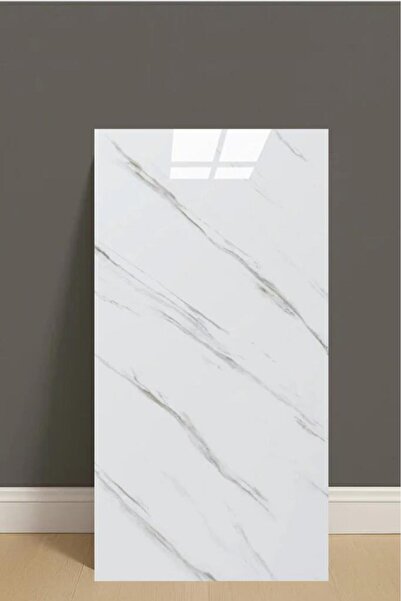 Renkli Duvarlar 30x60 Cm Beyaz Gri Mermer Desenli Yapışkanlı Seramik Köpük Du...
