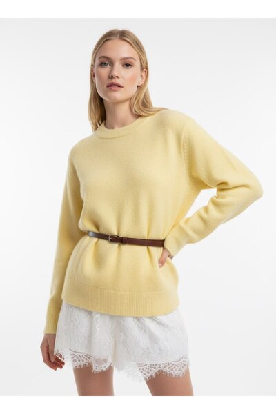 Arbucky Women's Crew Neck Lace Detailed Knitwear Tunic