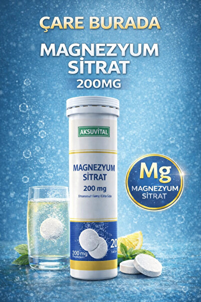 Çare Burada Magnezyum Sitrat 200 Mg Efervesan Tablet (20 Tablet)