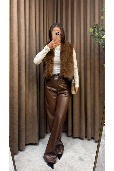 Maysa KAHVE KÜRK GÖRÜNÜMLÜ YELEK