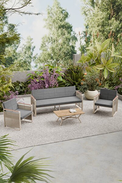 Wood House SERA BAHÇE TAKIMI (cappucino-gri)