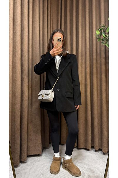 Maysa SİYAH HIRKA DETAYLI KAPÜŞONLU BLAZER CEKET