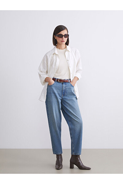 LC Waikiki بنطلون جينز نسائي من LCW Jeans Indigo Barrel Fit W55732Z8