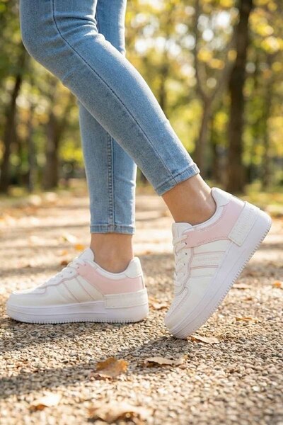 lumberjack White Women's Sneaker - Comfortable Walking Shoes with Thick Soles