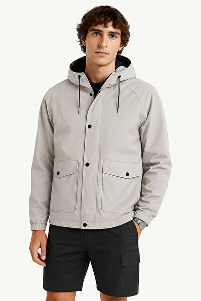 Tarrzzcom معطف موسمي مقاوم للماء بغطاء للرأس - معطف واق من المطر كبير الحجم ل...