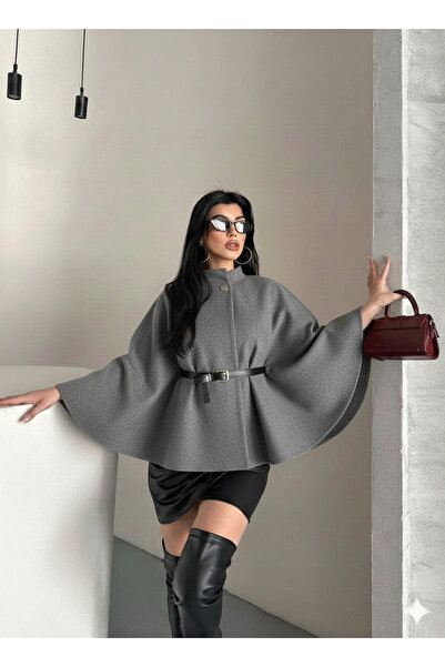 ribana Women's Gold Button Detailed Belted Standard Size Oversize Trend Short...