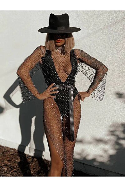 Afitapbutikmoda Uzun Kol Taş Örme Uzun Model