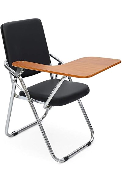 Afifa Furniture Black Study Chair – Ergonomic Chair with Brown Writing Pad fo...