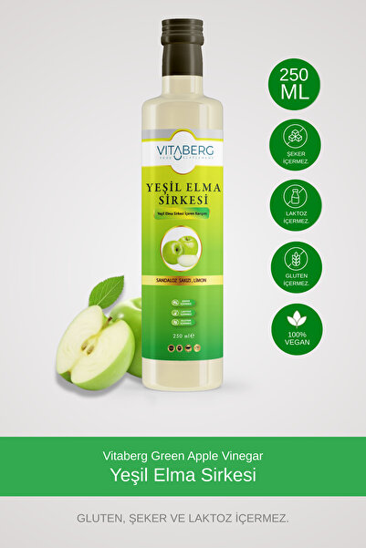 Vitaberg Yeşil Elma Sirkesi | Sandaloz Sakızı ve Limon İçeren Sirke Karışım 2...